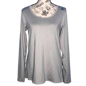 Reebok (M) Gray Long Sleeve Back Cut Out Detail Athletic Exercise Top Tee Shirt